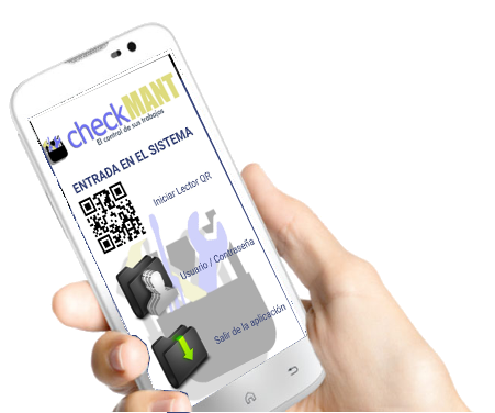 CheckMant: pantalla de entrada en el sistema con QR