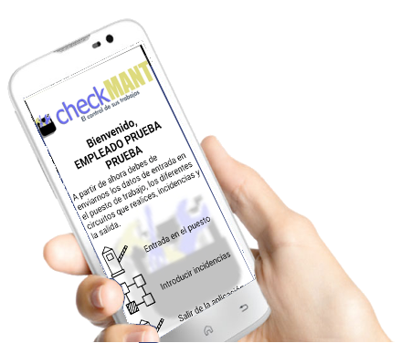 CheckMant: pantalla de bienvenida al empleado